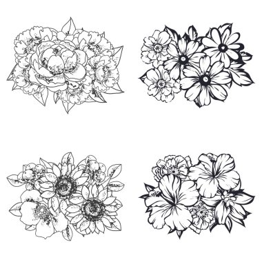 Dizi güzel süslü çiçekler