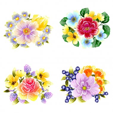 Dizi güzel renkli çiçekler