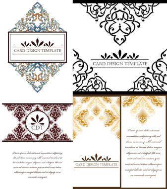 Süslü sanat davetiye kartları seti