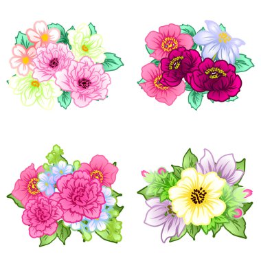 Dizi güzel renkli çiçekler