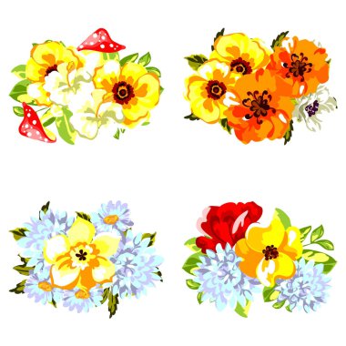 Dizi güzel renkli çiçekler