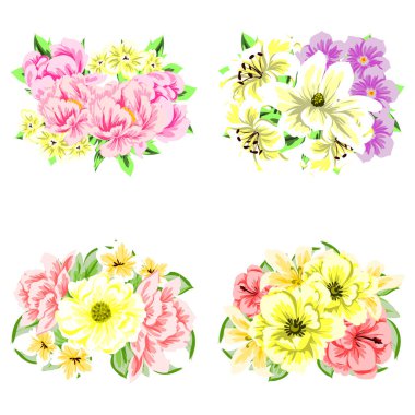 Dizi güzel renkli çiçekler