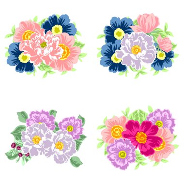 Dizi güzel renkli çiçekler