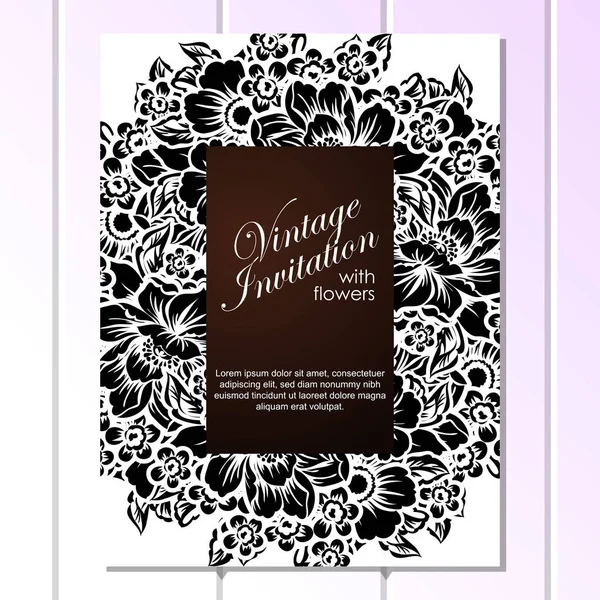 Vintage floral uitnodigingskaart — Stockvector