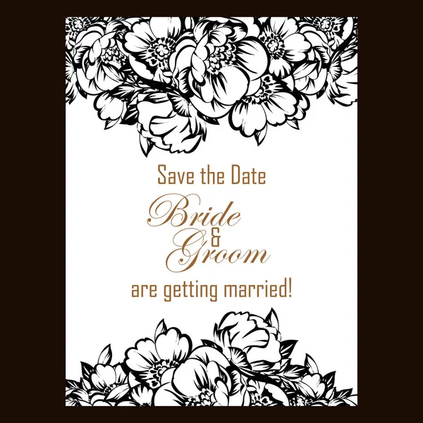 Tarjeta de invitación de boda floral vintage — Archivo Imágenes Vectoriales