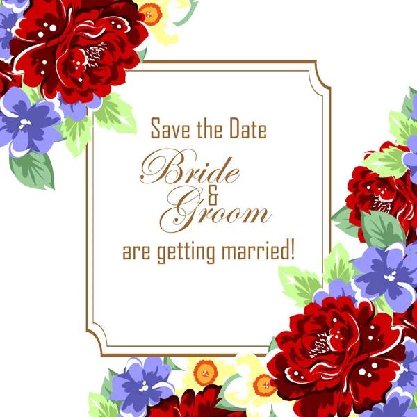 Carte d'invitation de mariage floral — Image vectorielle