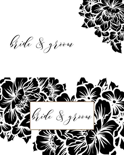 Carte d'invitation de mariage floral vintage — Image vectorielle