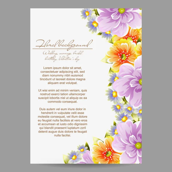 Tarjeta de invitación floral tierna — Vector de stock