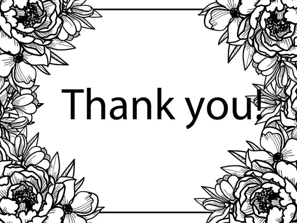 Modèle Élégant Avec Des Fleurs Tendres Vous Remercie Inscription — Image vectorielle