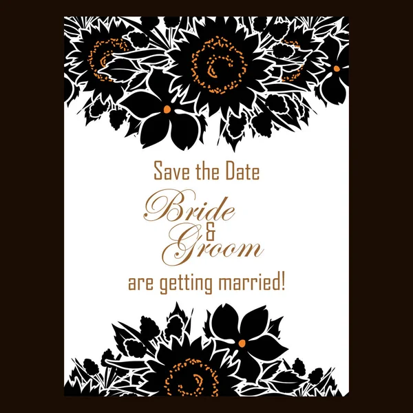 Tarjeta de invitación de boda floral vintage — Vector de stock