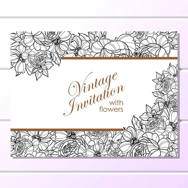 Tarjeta de invitación floral Vintage — Vector de stock