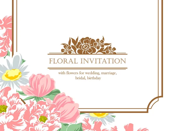 Cartão de convite floral concurso —  Vetores de Stock