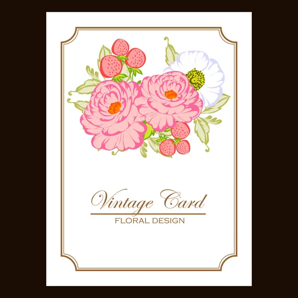 Tarjeta de invitación floral tierna — Vector de stock