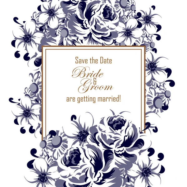 Vintage floral wedding invitation card — Stock Vector