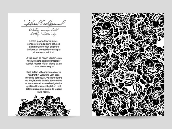 Conjunto de tarjetas de invitación floral — Vector de stock