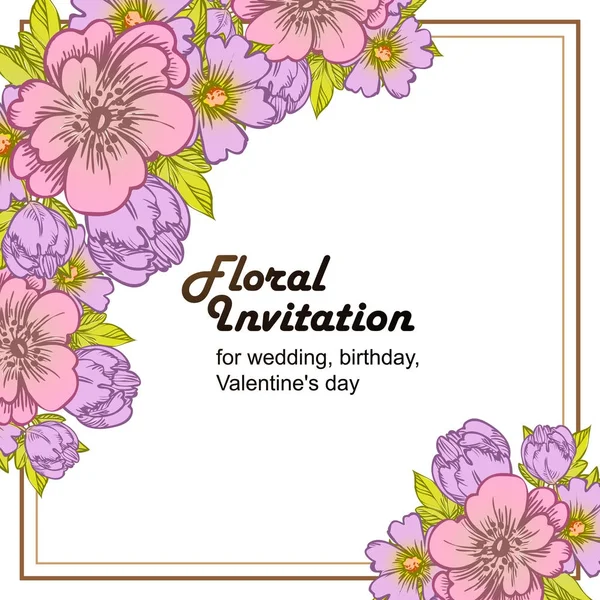 Tender floral invitation card — Stock Vector