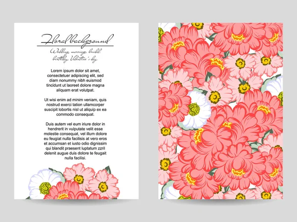 Set van bloemen uitnodigingskaarten — Stockvector