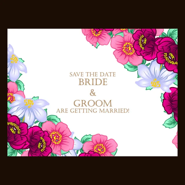 Tarjeta de invitación de boda floral — Vector de stock