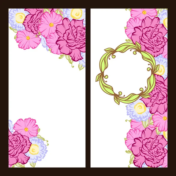 Conjunto de tarjetas de invitación floral — Vector de stock