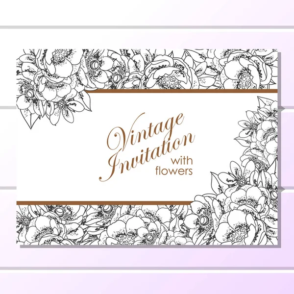 Vintage floral invitation card — Stock Vector