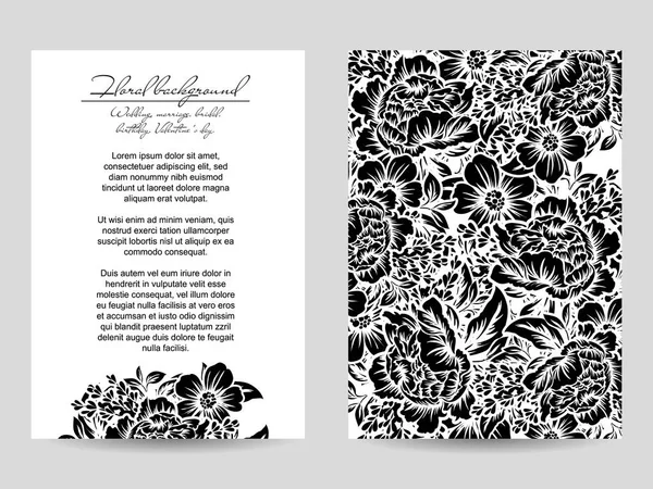 Conjunto de tarjetas de invitación floral — Vector de stock