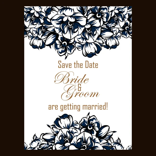 Вінтажна квіткова листівка запрошення на весілля — стоковий вектор