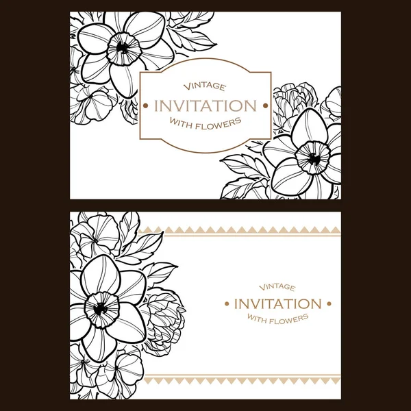 Set von floralen Einladungskarten — Stockvektor