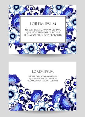 Vintage tarzı süslü çiçek düğün kartı. Kontur çiçek öğeleri