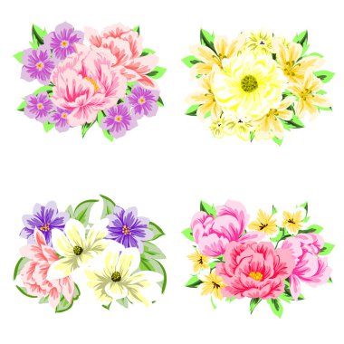 Dizi güzel renkli çiçekler