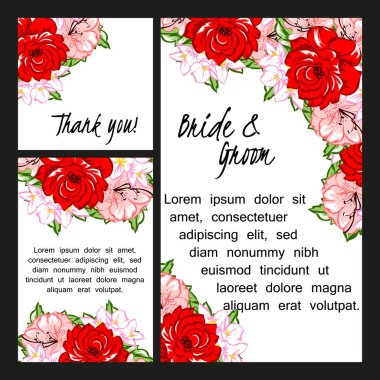 Çiçekli düğün davetiyesi.