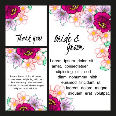 Çiçekli düğün davetiyesi.