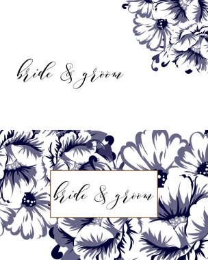 çiçek düğün davetiye kartı