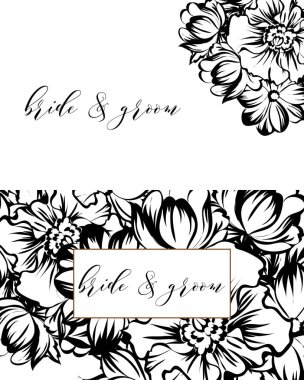 çiçek düğün davetiye kartı