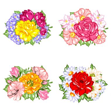 Dizi güzel renkli çiçekler