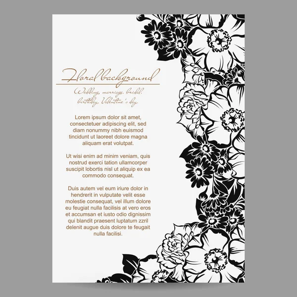 CARTE D'INVITATION FLORALE VINTAGE — Image vectorielle