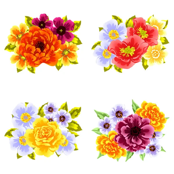 Conjunto de hermosas flores de colores — Vector de stock