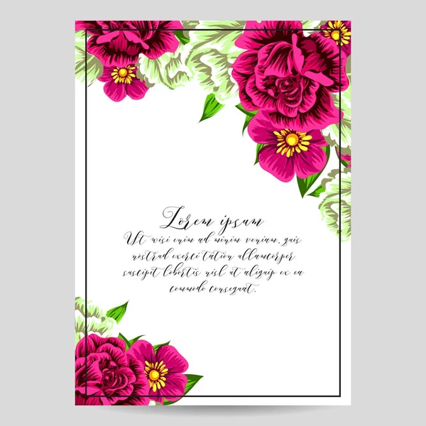 Tarjeta de invitación floral tierna — Vector de stock