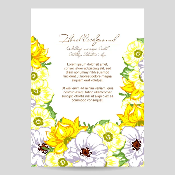 Inschrijving floral uitnodigingskaart — Stockvector