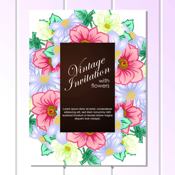 Carte d'invitation florale tendre — Image vectorielle