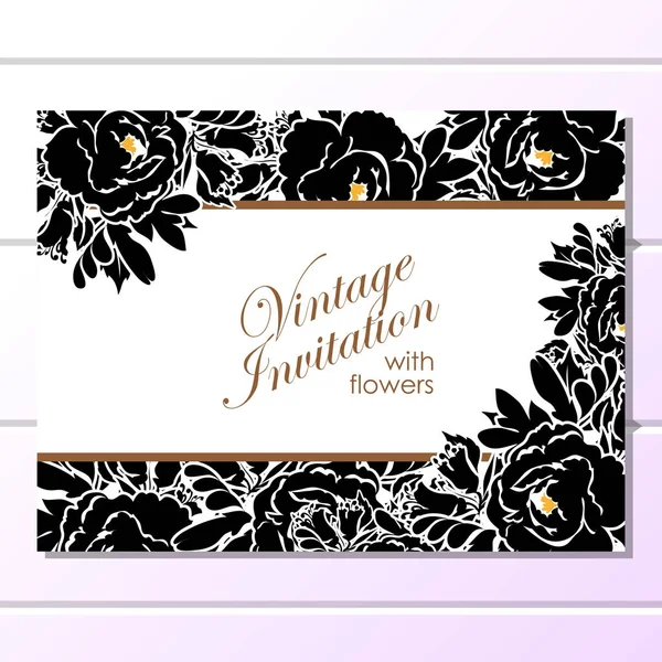 CARTE D'INVITATION FLORALE VINTAGE — Image vectorielle