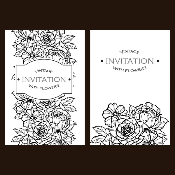 Set of floral invitation cards — Stock Vector