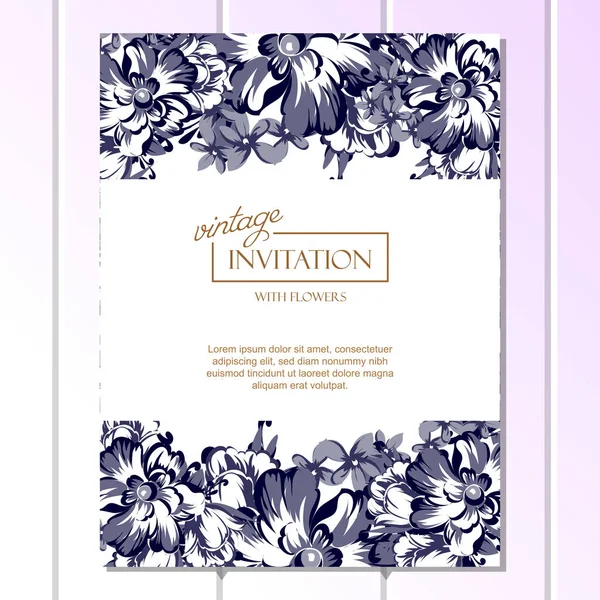 CARTE D'INVITATION FLORALE VINTAGE — Image vectorielle