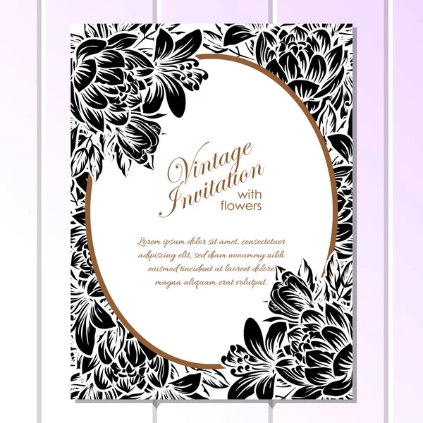 Tarjeta de invitación floral Vintage — Archivo Imágenes Vectoriales