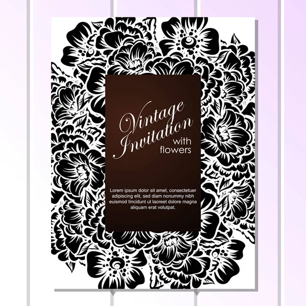 Vintage floral uitnodigingskaart — Stockvector