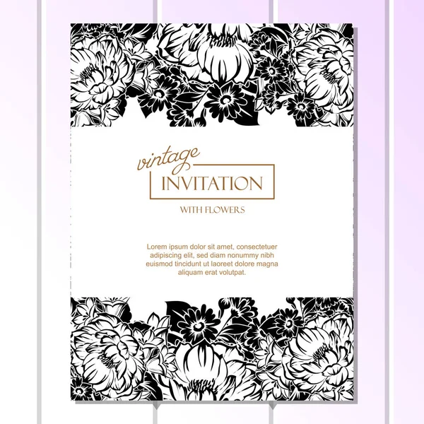 CARTE D'INVITATION FLORALE VINTAGE — Image vectorielle