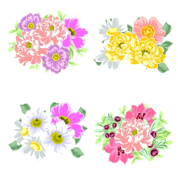 Sada krásných barevných květin — Stockový vektor