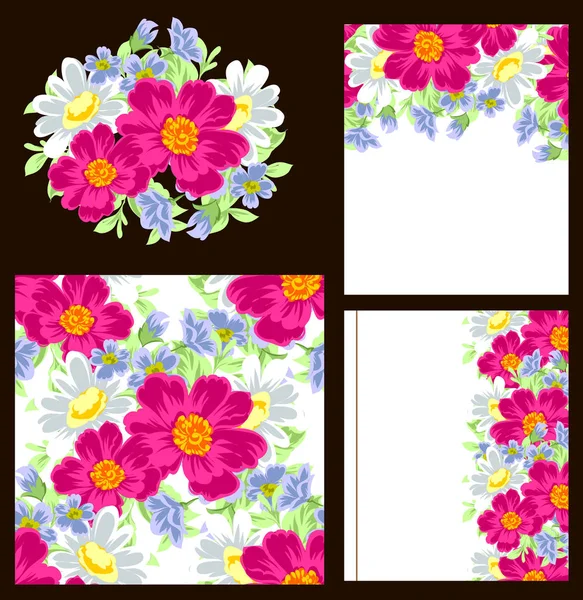 Set of floral invitation cards — Stock Vector