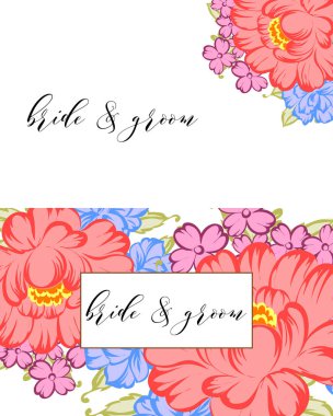 Çiçekli düğün davetiyesi.