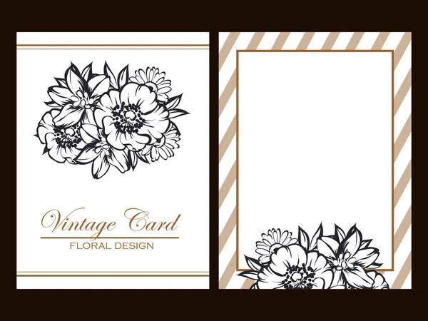 Set of floral invitation cards — Stock Vector