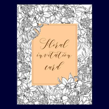 Vintage çiçek davetiye